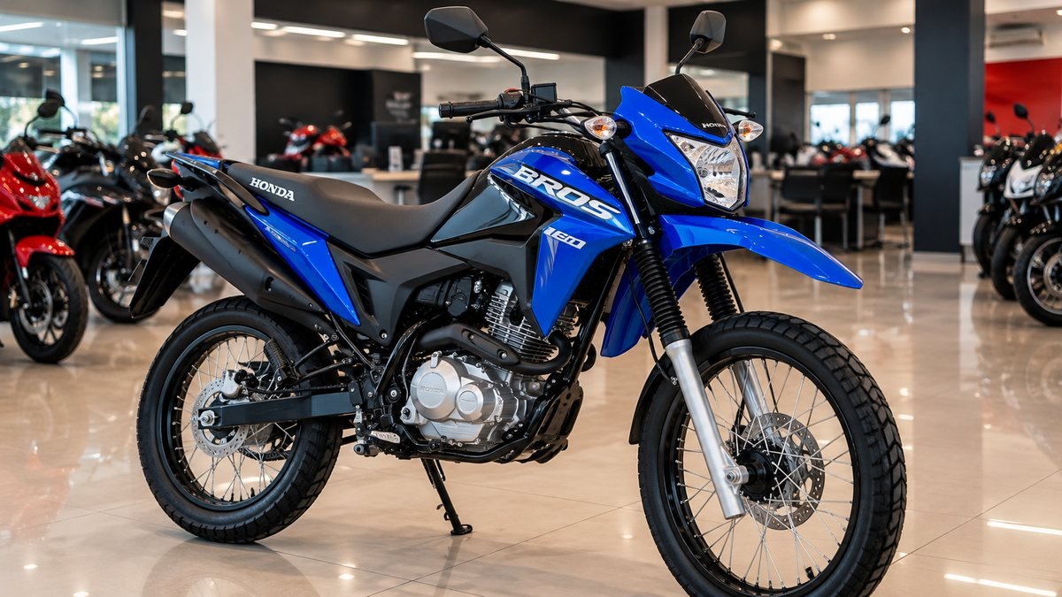 Honda NXR 160 Bros azul 0km em showroom
